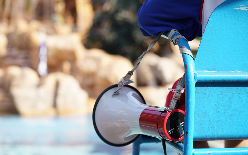 lifeguard megaphone | HOA swimming pool safety