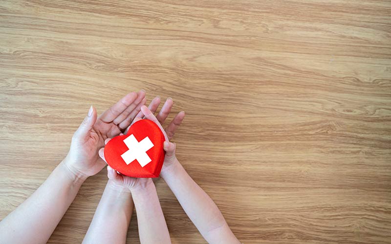 volunteer at a local red cross | health heart