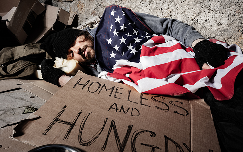 Homeless man sleeping